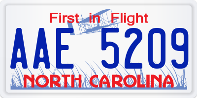 NC license plate AAE5209