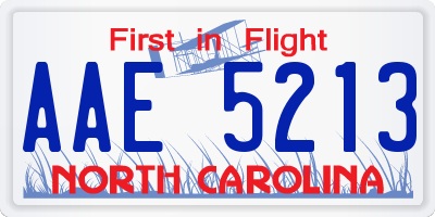 NC license plate AAE5213