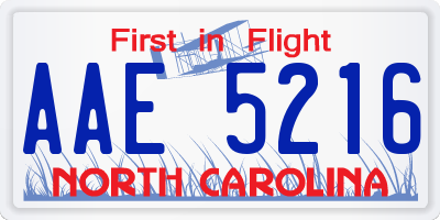 NC license plate AAE5216