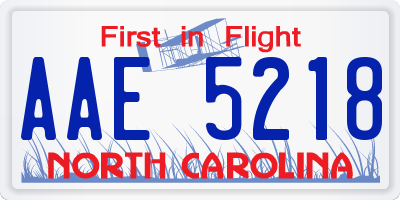 NC license plate AAE5218