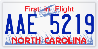 NC license plate AAE5219