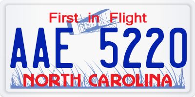 NC license plate AAE5220