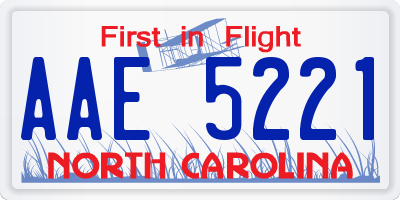 NC license plate AAE5221