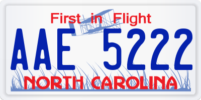 NC license plate AAE5222