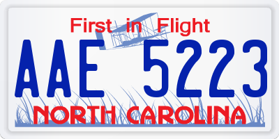 NC license plate AAE5223