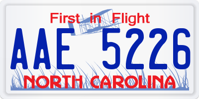 NC license plate AAE5226