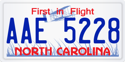 NC license plate AAE5228