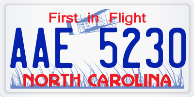 NC license plate AAE5230