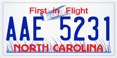 NC license plate AAE5231