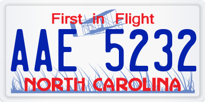 NC license plate AAE5232