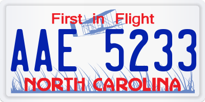 NC license plate AAE5233