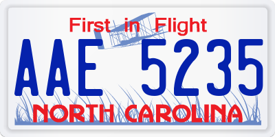 NC license plate AAE5235