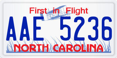 NC license plate AAE5236