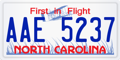 NC license plate AAE5237