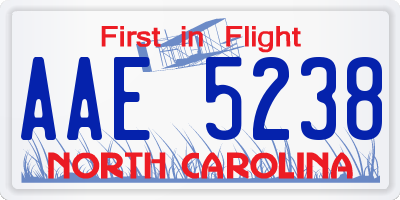 NC license plate AAE5238