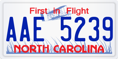 NC license plate AAE5239