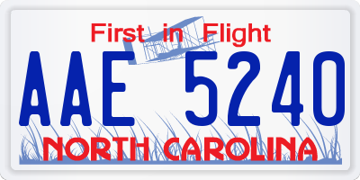 NC license plate AAE5240