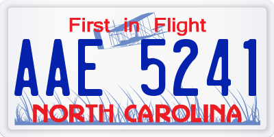 NC license plate AAE5241