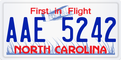 NC license plate AAE5242