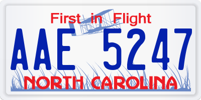 NC license plate AAE5247