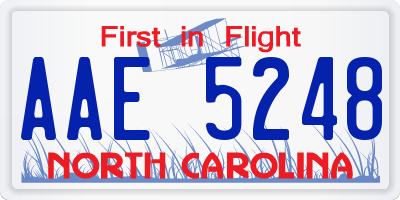 NC license plate AAE5248