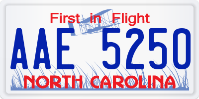 NC license plate AAE5250