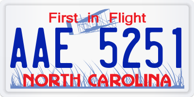 NC license plate AAE5251