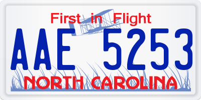 NC license plate AAE5253