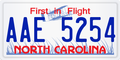 NC license plate AAE5254