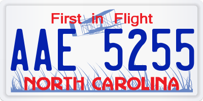 NC license plate AAE5255