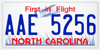 NC license plate AAE5256