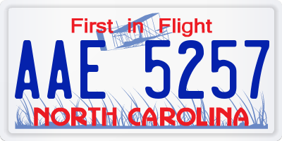 NC license plate AAE5257