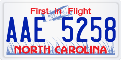 NC license plate AAE5258