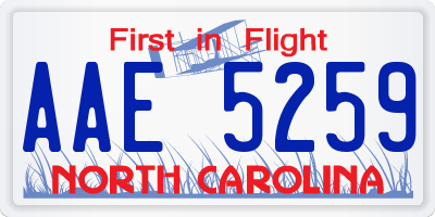 NC license plate AAE5259