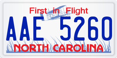 NC license plate AAE5260