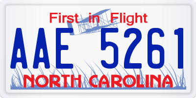 NC license plate AAE5261