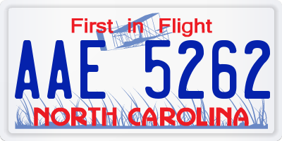 NC license plate AAE5262