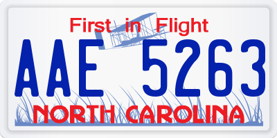 NC license plate AAE5263