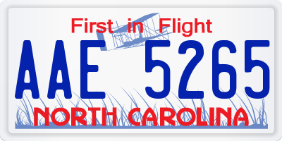 NC license plate AAE5265