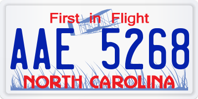 NC license plate AAE5268