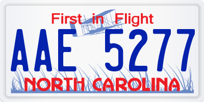 NC license plate AAE5277