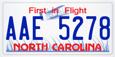 NC license plate AAE5278