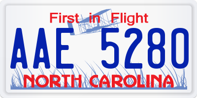 NC license plate AAE5280