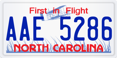 NC license plate AAE5286