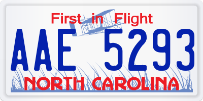 NC license plate AAE5293