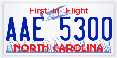 NC license plate AAE5300