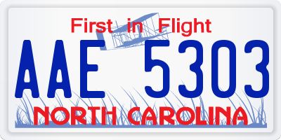 NC license plate AAE5303