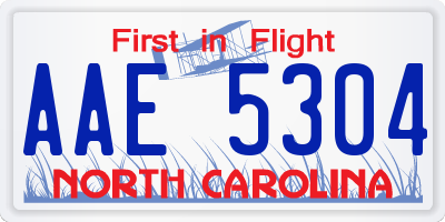 NC license plate AAE5304