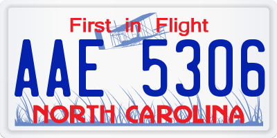 NC license plate AAE5306