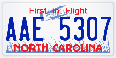 NC license plate AAE5307